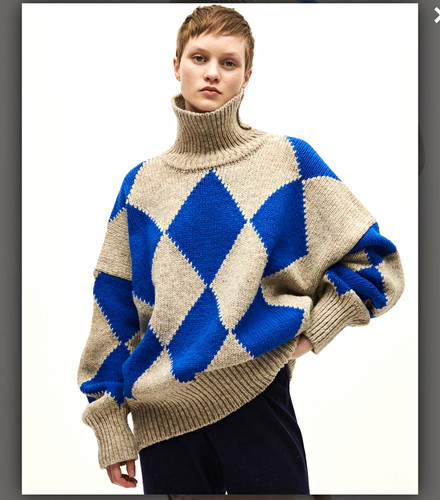 Babaà blue beige argyle wool - argyle,