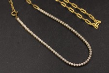 YELLOW GOLD PLATED .925 SILVER CZ Centre Tennis 17" Chain Necklace, 4.8g - Y96