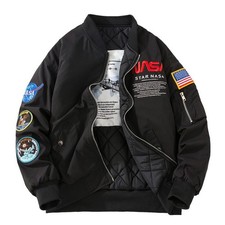 Men Winter Flight Jacket NASA Style Bomber Coats Ma1 Pilot Army Jacket Outwear