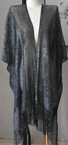 Black silver metallic thread - black,