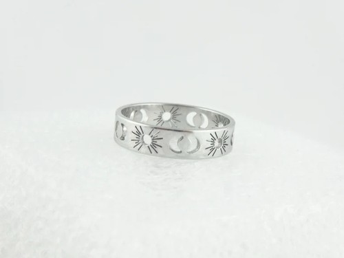 Ring silver moon - , sun