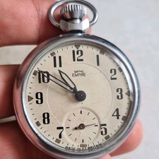 Vintage metal Smiths Empire pocket watch working c1960