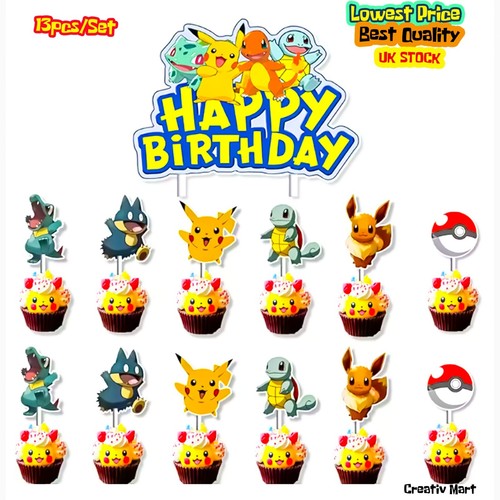 13pcs pokemon happy birthday - pokemon,
