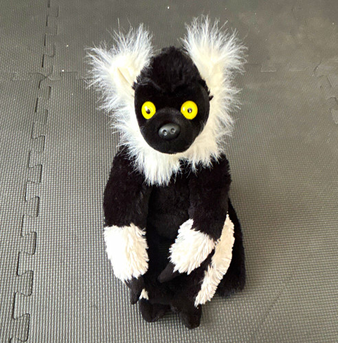 Black white lemur plush soft - black,