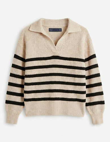 Ribbed polo neck jumper - m&s,
