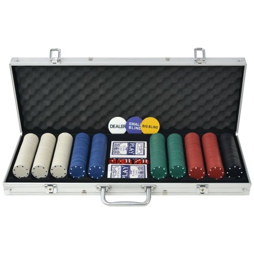 Poker set aluminium playing - set,