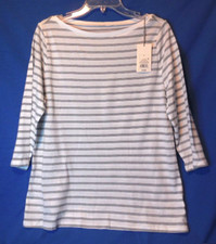 NWT A NEW DAY WOMENS SIZE LARGE STRIPED TOP BOAT NECK 3/4 SLEEVES COTTON BLEND
