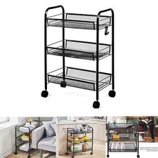 3 Tier Storage Rack Kitchen Bathroom Rotating Serving Bath Trolley Cart Shelf