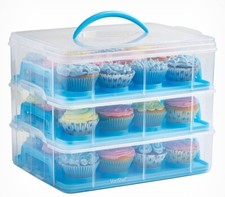 3 Tier Cupcake Carrier Blue -