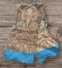 Vintage Retro paisley print double lined wool feel Scarf Neck Tie Cravat  blue 