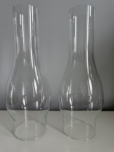 Vtg pair glass chimney shades - vtg,