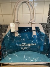 VINTAGE DOLCE & GABBANA LIGHT BLUE CLEAR TOTE SHOULDER BAG BEACH POOL RARE RETRO