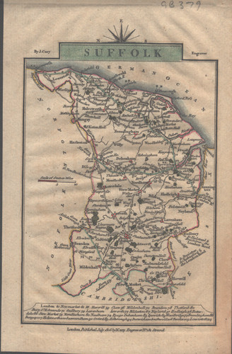 Suffolk antique map - antique, 1806