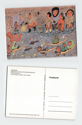 Vintage postcard inuit art - vintage,