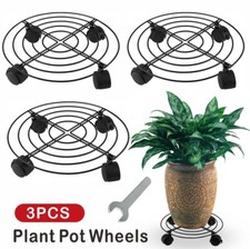 3 Pack Plant Pot Trolley Mover Stand on Wheels Garden Planter Caddy Heavy Duty