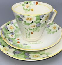 Antique English Art Deco Tams Ware Dorothy Pattern Trip Cup Saucer Plate Set
