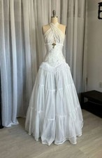 Victorian Prom Dress White Sexy Corset Applique Tulle Women's Medieval Evening