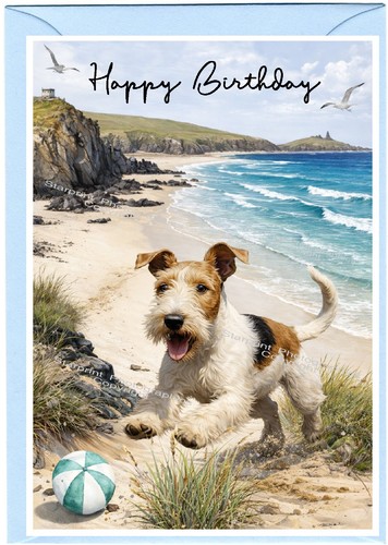 Wire fox terrier dog - dog, (4"x