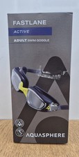 New Adults Aqua Sphere Fastlane Swimming Goggles, Blue Frame, Latex Free