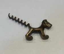 Corkscrew Brass Scottie/Terrier Dog Old Brass Wine Opener Good Condition