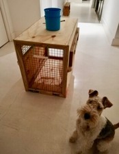 Dog Crate - wooden, only used once, fits a medium sized dog.  85 x x50 x 66 cm 