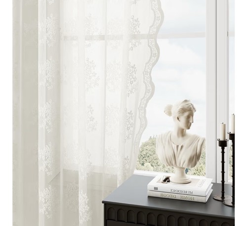 Long ivory lace - 84”long, curtains