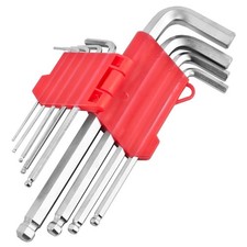 9 Piece Allen Key Tool Set 1.5mm - 10mm Hex Shape Allan Alan Alen Ball End