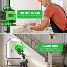 4D Laser Level 16 Lines Green Beam 360° Self-Leveling Rotary Cross Line Charger