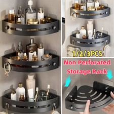1-3PCS Shower Caddy Bathroom Suction Shelf Storage Shampoo Soap Holder No Drill