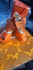 Italian Shoe Bag.Orange Colour. Blocked Heel Size 40. Sego headtie £25. 2pieces