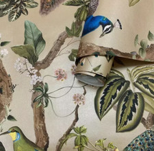 METALLIC PEACOCK WALLPAPER WOODS GOLD HOLDEN DECOR 13683