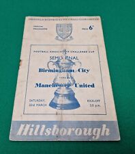 Genuine 23/3/1957 Birmingham City V Man Utd FA Cup Semi-Final Football Programme