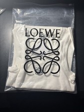 LOEWE Tank Top White Anagram Size LARGE Ribbed Cotton