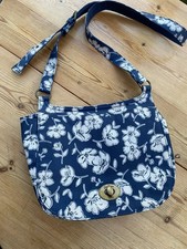 Cath Kidston Bag - Blue White floral - crossbody/flap over/saddle bag style