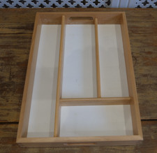 Cutlery Tray Wooden Utensils Holder Organiser 4 x Compartments White Bottom
