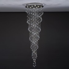 Luxury Double Spiral Crystal Chandelier, Clear Raindrop LED Ceiling Light