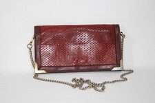 Vintage Leather Shoulder Clutch Handbag Small Deep Burgundy Y2K