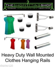 Shopfitting Home Storage Clothes Rails 25mm Tube Wall Fix Heavy Duty 1ft-10ft