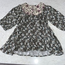 Zara Baby Girls White And Blue Floral Dress With Ruffles Size 18-24 Months