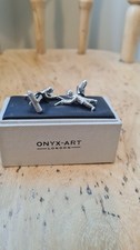 Onyx Art Cufflinks Silver