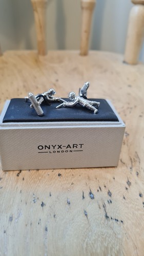 Onyx art cufflinks silver - onyx,