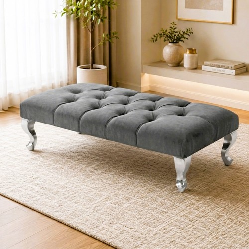 Velvet footstool ottoman - ottoman, bench