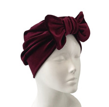 Burgundy Velvet Velour Turban