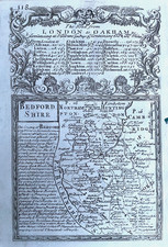 1720 Antique Map, Bedfordshire