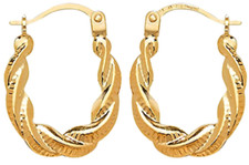 9ct gold oval hoop earrings fancy rope creole 9 carat yellow gold new boxed