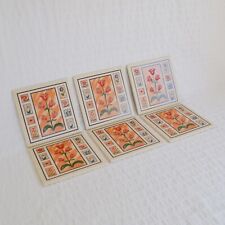 Vintage H&R Johnson Tiles 1980s 90s Square Tiles x6 Floral Flowers Plants 14.7cm