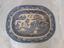 Antique J Meir & Son Large Willow Pattern Rectangular Serving Meat Platter- 40cm