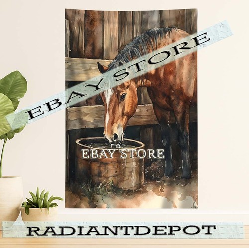 Horse trough tapestry - tapestry, rustic