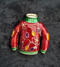 Christmas Jumper Brooch Vintage Inspired Jewellery Gift Xmas Lights