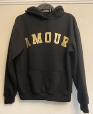 Lipsy “AMOUR” Hooded Top, Black, Small